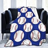Baseball Navy Blue Cute Ball Throw Blanket Soft Bed Bedding Warm Cozy Plush Flannel Fleece Blankets Gifts for Kids Boys Teens, Sofa Couch Bedroom Home Decor, 50"x40"