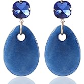 Natural Crystal Stone Stud Earrings for Women, Statement Teardrop Dangle Earrings Gift for Women