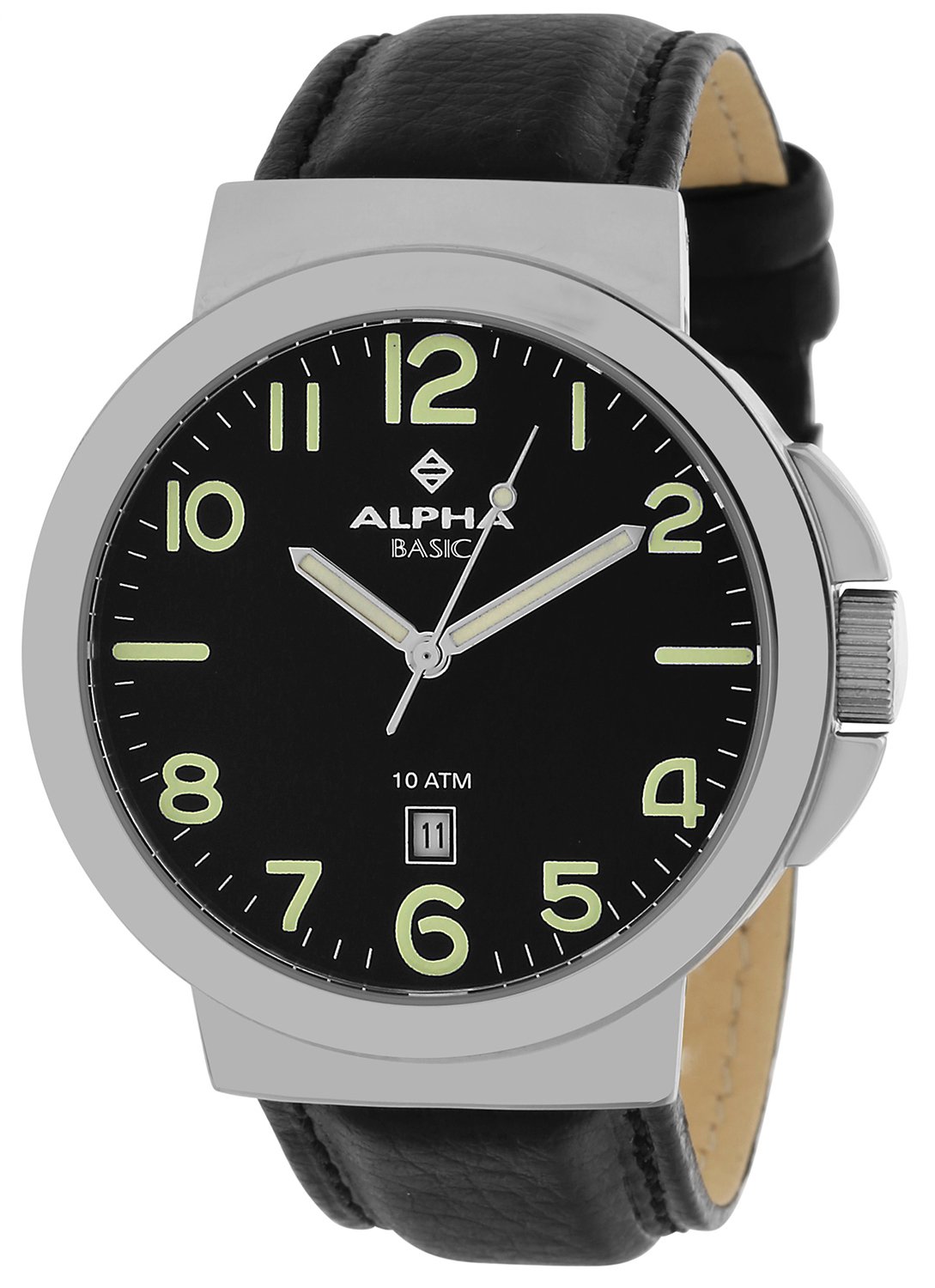 Alpha Saphir Men's Quartz Watch 123A with Leather Strap