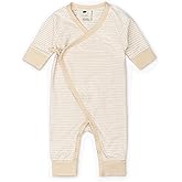 monica + andy Kimono Tie Long Sleeve One Piece, 100% Organic Baby Clothes for Girls & Boys, Preemie, Newborn & Infant