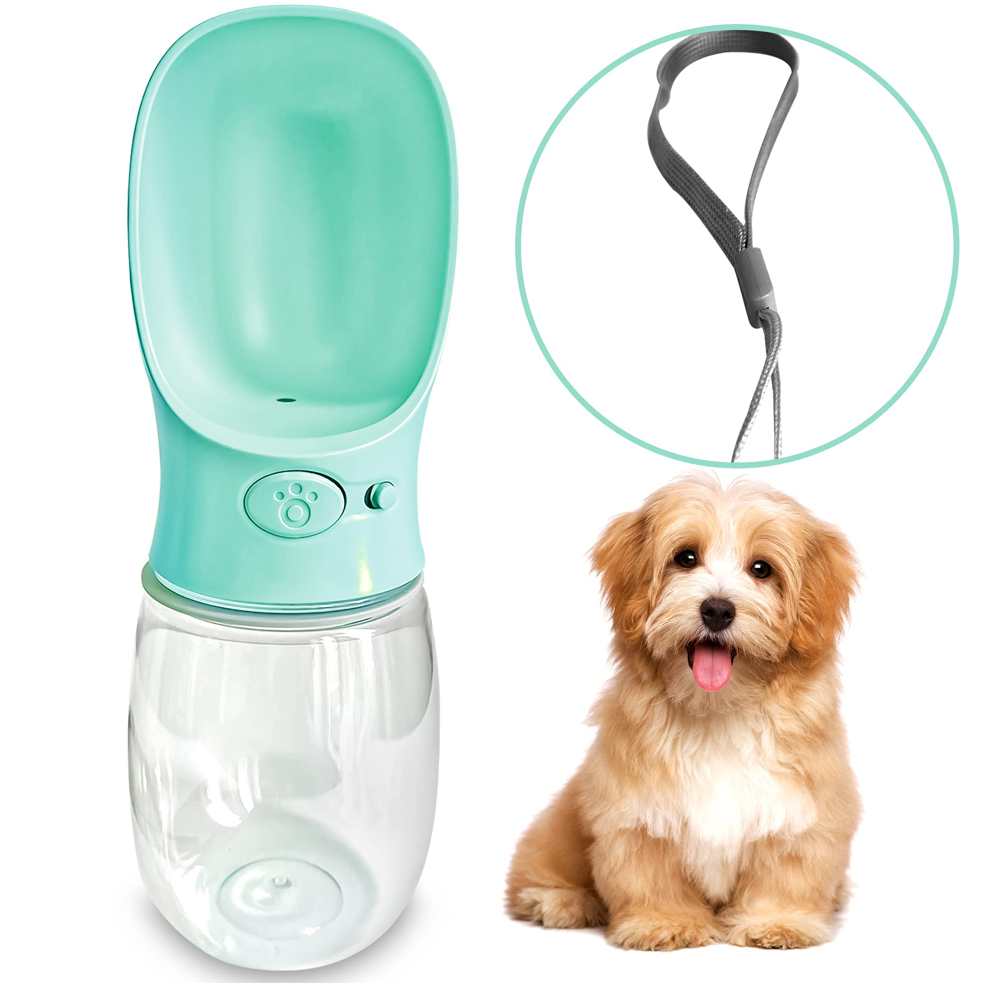 Opucore Dog Water Bottle - Leak Proof Portable Puppy Water Dispenser | Pets Outdoor Walking, Hiking, Travel, Drinking Water Bottle Bowl | Dog Accessories Gift - 350mls / 550mls (550 mls, Blue)