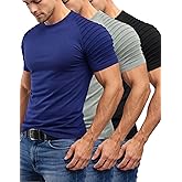 3 Pack Men's Hispter Longline T-Shirts with Pleated Sleeves, Athletic Raglan Workout Gym Tees Bodybuilding Tops