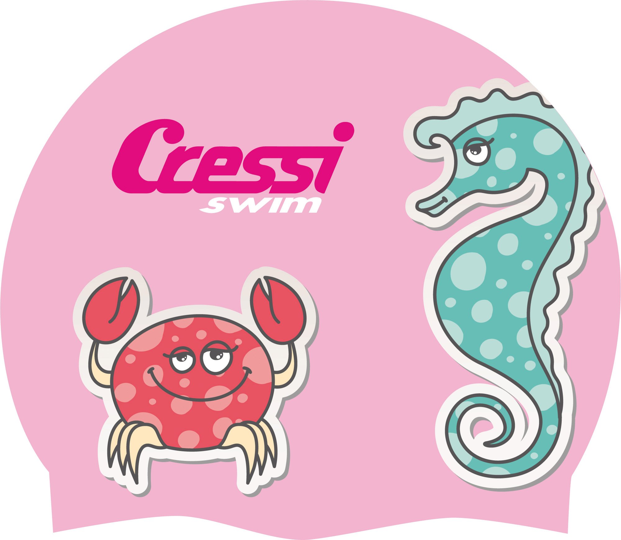 CRESSI Silicone JR. Fantasy Swim Cap (Pink/Seahorse)