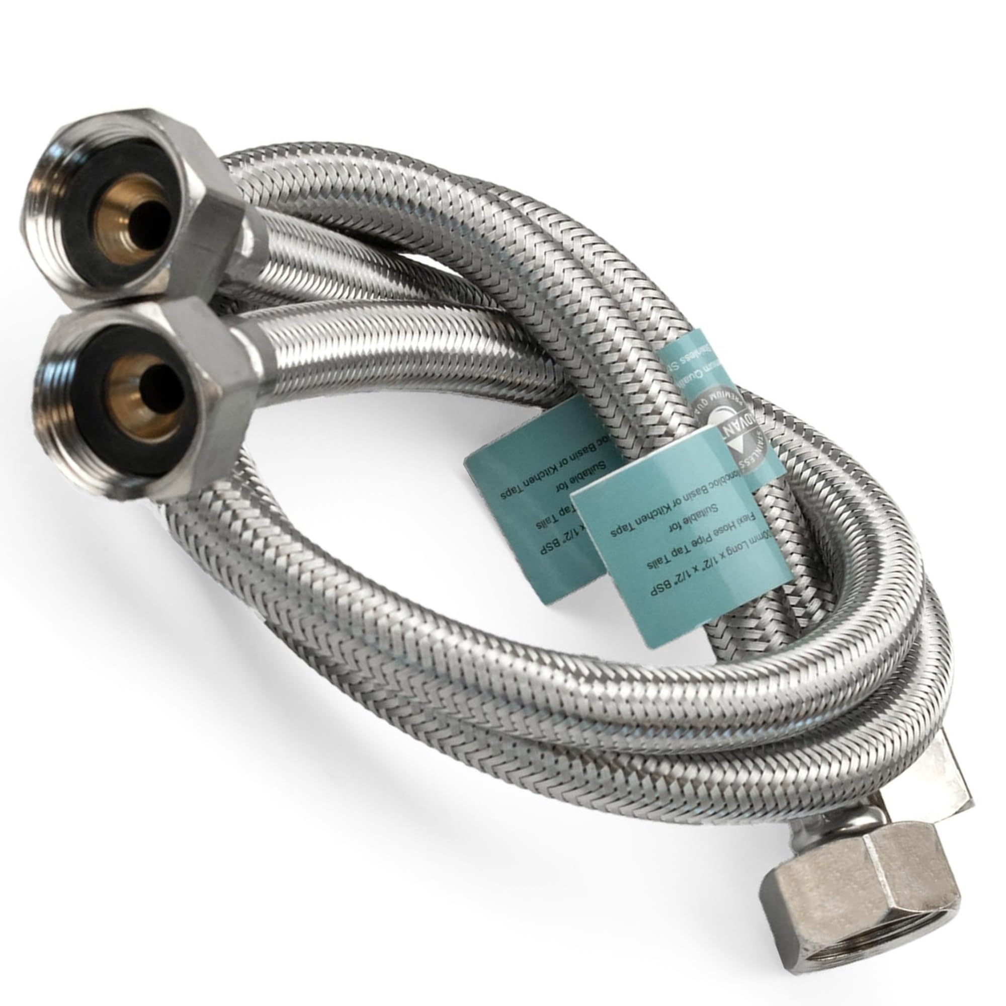 Xcel Home 500mm Pair of 1/2" X 1/2" BSP Female | Flexi Hose Pipes for Kitchen Basin Monobloc Mixer Pair | Durable Leak-Proof | Flexible Hose Plumbing Connectors | Quick & Easy Installation