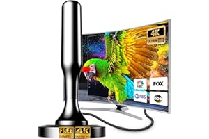 HIDB Indoor TV Antenna for Smart TV - 2025 Digital HD Antenna with Magnetic Base, 360° Long Range Reception, 8.2FT Cable for Free 4K/1080P Channels, Easy Setup for All TVs