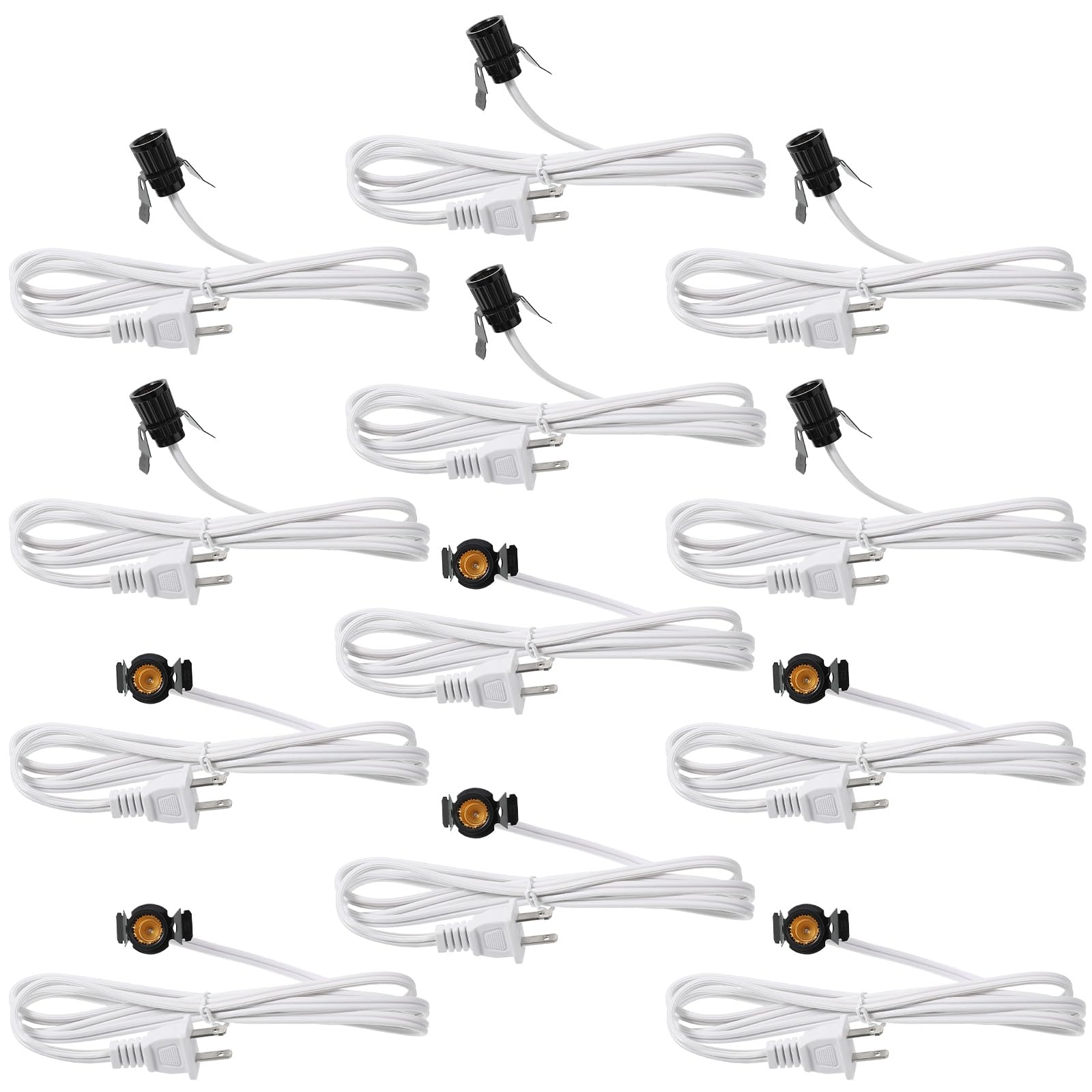 Photo 1 of Macarrie Clip in Lamp Cord with E12 Light Socket White Single Lamp Replacement Cord for Holiday Christmas Village Accessories Decorations, 6 ft(12 Pcs)