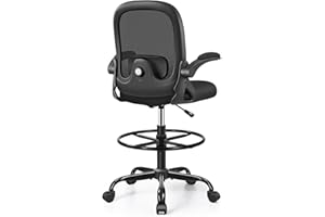 Athope Ergonomic Drafting Chair - Adjustable Tall Office Chair with 3D Lumbar Support, Flip-Up Armrests & Footrest Ring, Swiv