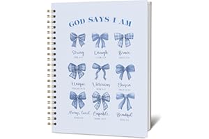 KIDEAR Christian Prayer Notebook for Women,Blue Bow Faith Journal, Coquette Preppy Christian Notebook for Teen Girls, Church Notes Journal, Bible Study Supplies, Cute Spiritual Gift for Women - A08