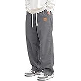JEMLDL Mens Corduroy Pants Drawstring Elastic Waist Casual Pants Straight Baggy Sweatpants with Pockets