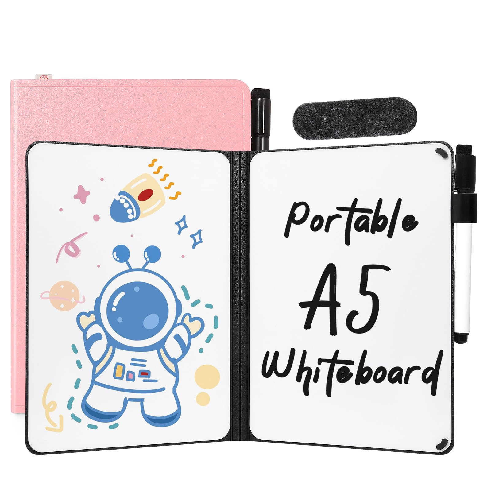 AGM A5 Mini Whiteboard, Pink Double Sided Portable Dry Erase Board with Pen, Desk Whiteboard for Study, Meeting, Draft, Notes, Doodling