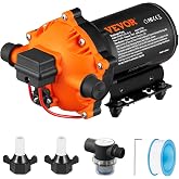 VEVOR Water Diaphragm Pump 12V DC 5.5 GPM Flow 70 PSI Rated Pressure | for RV Camper Marine Boat Lawn, 40-100 PSI Adjustable, Self Priming Sprayer Pump with 1/2" MNPT Pressure Switch FCC Certified