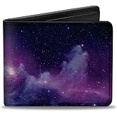 Buckle-Down Wallet, Bifold, Galaxy Purple Pinks, Vegan Leather | Galaxy Purple Pinks Billfold Credit Card and ID Slots Vegan Leather