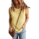 KINLONSAIR Women's Loose Fit Sleeveless Waffle Tank Tops Casual Crew Neck Knitted Tees