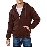 Hoodies for Men Full Zip Up Fleece Warm Thick Jackets Heavyweight Sherpa Lined Coat