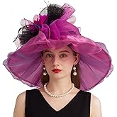Women's Organza Church Hat Derby Fascinator Cap for Tea Party Wedding UV Protection Sun Hat