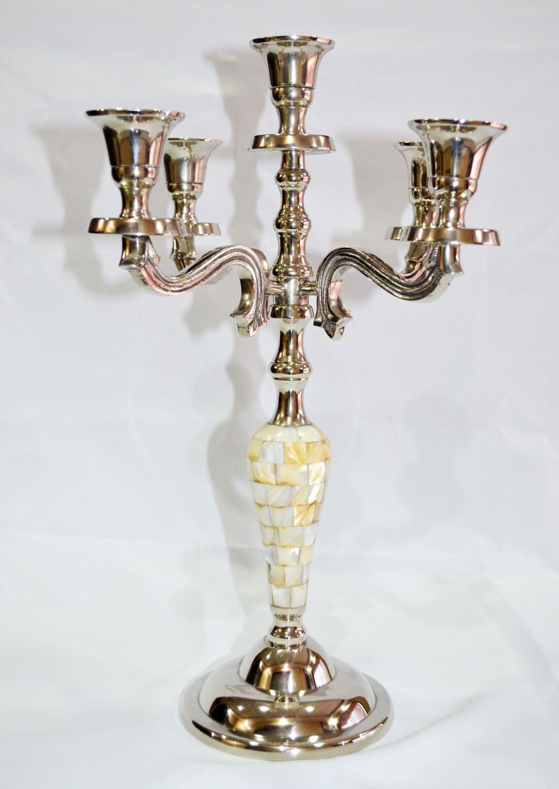 Marine Nautical Store 5 Arm Mother of Pearl Globe Candelabra Wedding Centerpieces Votive Candle Holder