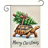 BlissYard Christmas Turtle Garden Flag 12x18 Double Sided Funny Turtle Carrying Christmas Tree Merry Christmas Yard Flag Winter Outdoor Garden Decor Seasonal Lawn Porch Patio Holiday Decoration
