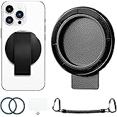 Fofvccv Magnetic Phone Belt Clip Holder with Anti-Theft Lanyard for iPhone Samsung Google Moto, Hands-Free Phone Holder with 360° Rotation for Hiking Travel Outdoor Backpack Use – BlackP