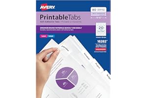 Avery Printable Repositionable Plastic Tabs, 1.75 Inches, White, 80 per Pack (16282)