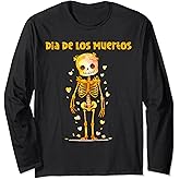 Dia De Los Muertos Sugar Skull Flowers Day of the Dead Long Sleeve T-Shirt
