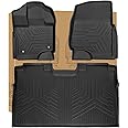 Weize Floor Mats Cargo Liner for Ford F150 SuperCrew Cab 2015-2024 2025/2022-2025 F-150 Lightning Front & 2nd Row All Weather TPE Truck Liners (Not Fit Rear Seat with Under-Seat Fold Flat Storage)