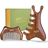 Aurift Wooden Gua Sha Tool Set – Facial & Scalp Manual Guasha Massage Tool for Tension Relief, Lymphatic Drainage Scraping Board with Portable Mini Wooden Comb, Self Care Gift-Ready Box