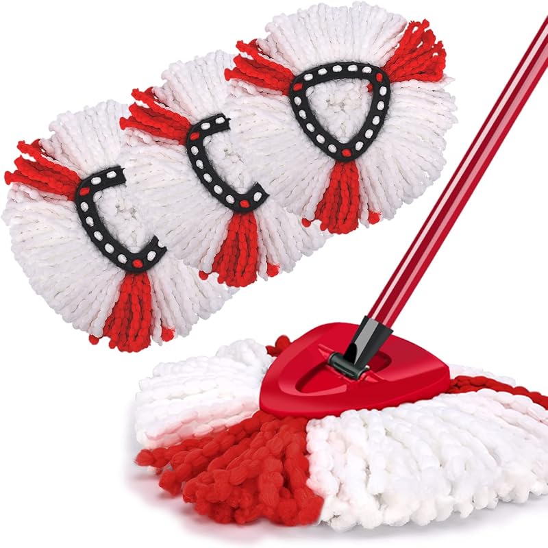 NICEMOVIC 3 Pack Triangle Spin Reusable Mop Heads for Vileda 2 in 1 Turbo