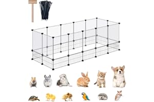 DINMO Rabbit Playpen, Guinea Pig Cages, Hamster Cages, Iron Net Bottom Design for Small Animal, Bunny, Ferret, Hedgehog, DIY, Expanded, Portable, Exercise Fence, 61.4 x 25.4 x 22.3 Inches