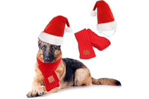 Rypet Dog Santa Hat and Scarf - Christmas Dog Costumes Pet Santa hat Christmas Dogs Scarf for Large Dogs
