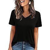 C.O.Z.Y Short Sleeve T-Shirts V Neck T Shirts for Women Light Weight Casual Summer Top Outfit Clothes 2025