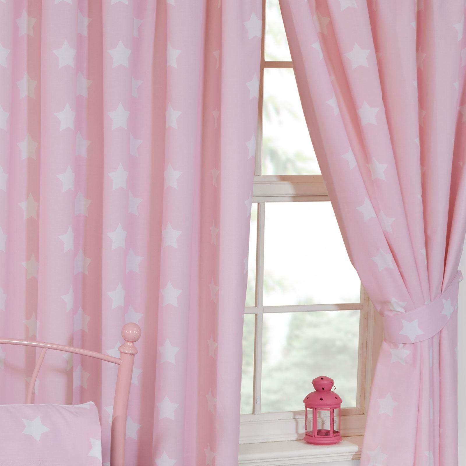 Price Right Home Pink and White Stars Kids Bedroom Range - Duvet Cover Set, Fitted Sheet Set & Curtains Available (72" Curtains)