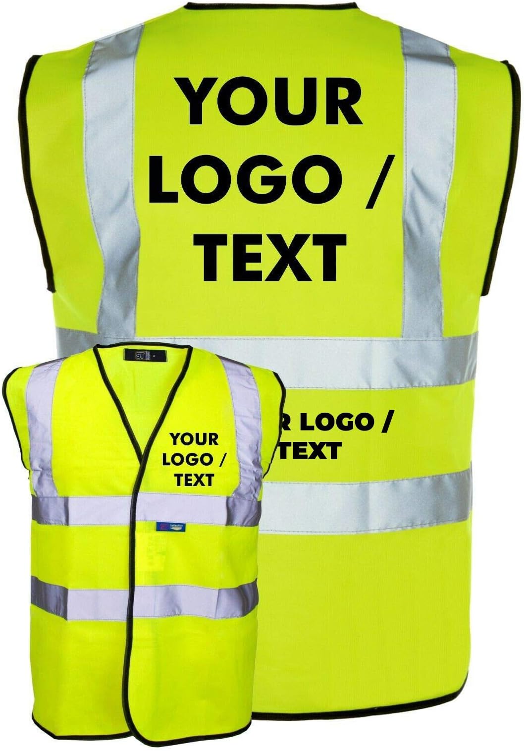 PERSONALISED ADULTS HI VIS VEST ADD YOUR OWN TEXT/LOGO
