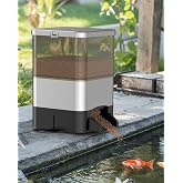 Pawfly Automatic Fish Feeder for Pond 10 L Large Capacity Pond Fish Feeder | Large Capacity Vacation Timer Adjustable Food Dispenser, Moisture-Proof Pond Koi Fish Feeder, Battery Powered (Not Included)