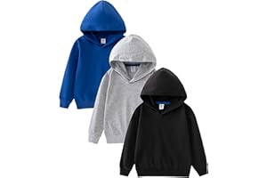GFQLONG 3 Pack Toddler Lightweight Hoodie Sweatshirt, Kids Boys Girls Sports Long Sleeve Pullover Tops