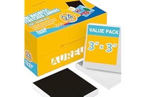 AUREUO Mini Magnetic Stretched Canvas 3x3 Inch / 24 Pack - Small Square Wrapped Canvas Board with Magnet Back, Art Gift Set Tiny Framed Bulk Pack Canvases for Christmas Painting & Craft