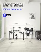 Donner DED-200 Electric Drum Set 8-Pace Mesh Heads Throne Sticks Audio Cable view 6