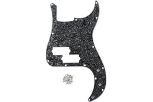 FLEOR P Bass Pickguard Guitar Scratch Plate Pick Guard for 4 String American/Mexican Standard P Bass Style, 4Ply Black Pearl