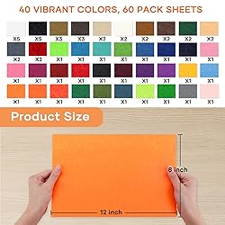 HTVRONT Felt Sheets for Crafts - 60pcs Felt Squares