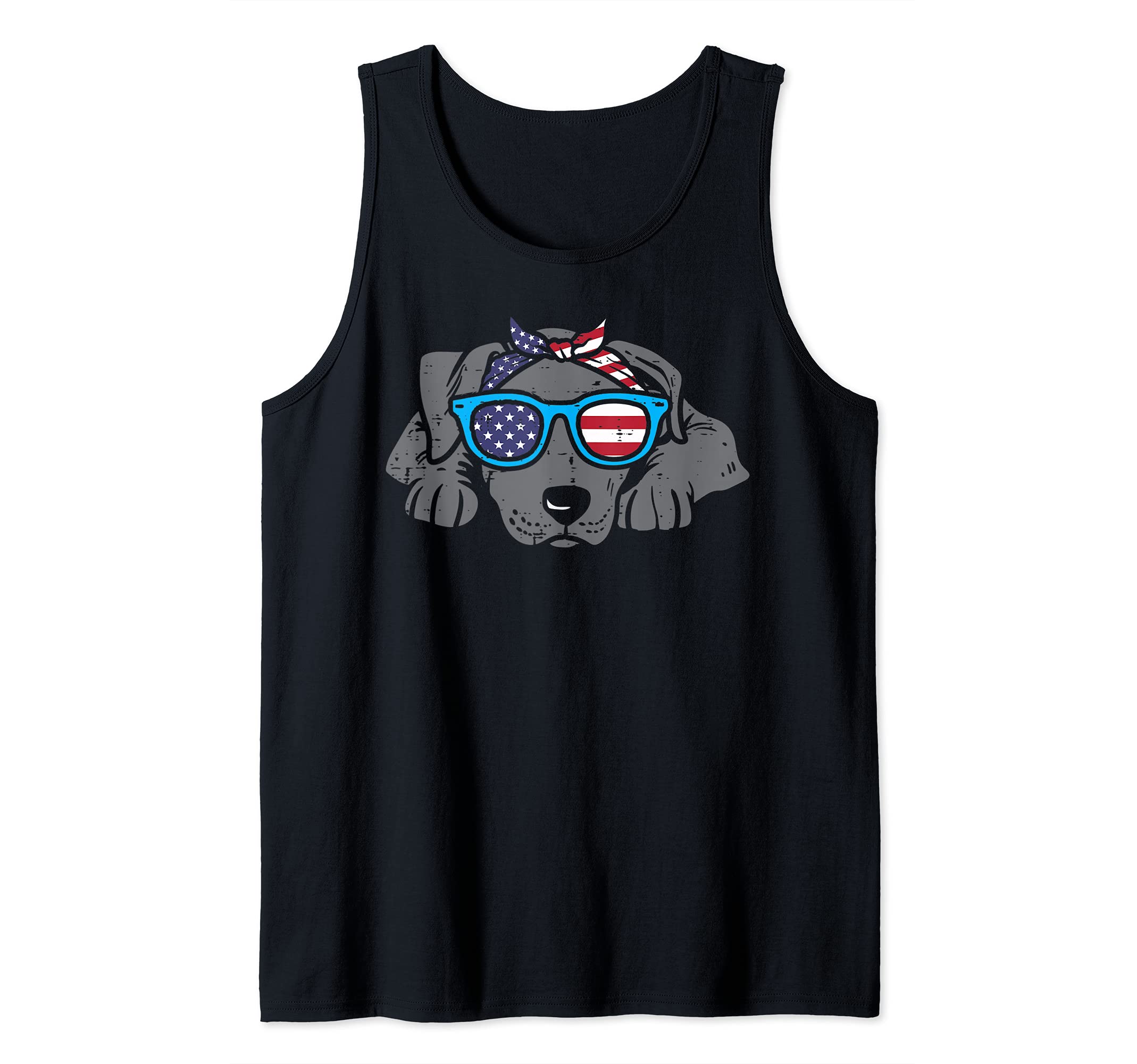 Bandana Pitbull Pit American USA 4th Of July Fourth Dog Tank Top