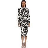 Donna Morgan Womens Long Sleeve Midi Wrap Dress