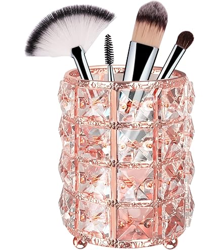 AKOAK Kristall-Make-up-Pinselhalter – Aus Metall & Glas, Goldfarben, 10x9 Cm, Für Schminktisch & Dekoration