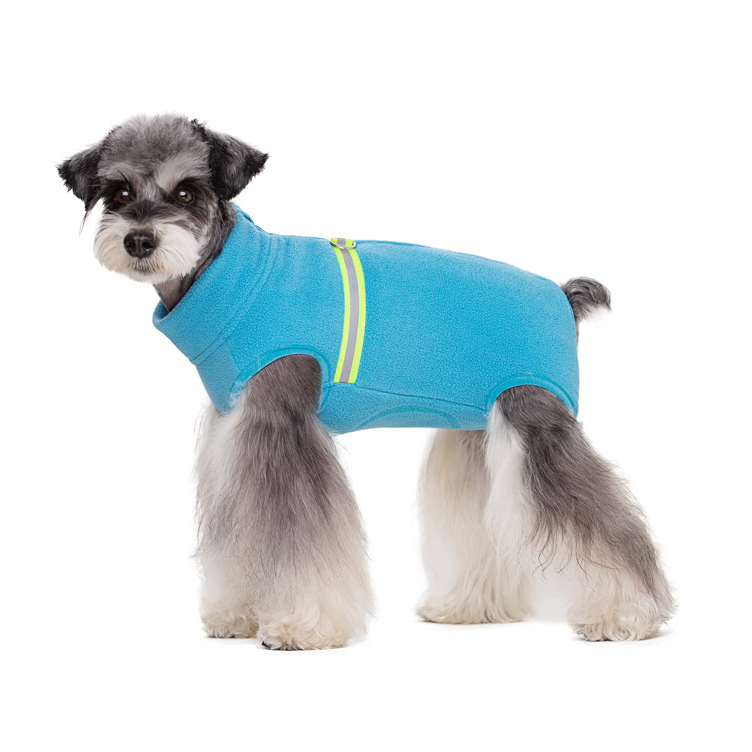 BT Bear Cosy Polar Fleece Coat for Dogs, Full body Jacket, Dogs Onesie With D Ring, Zipper with Reflective Jumpsuit, Winter Clothes for Pet Dog Outdoor or Indoor Small Dogs (Blue, M)