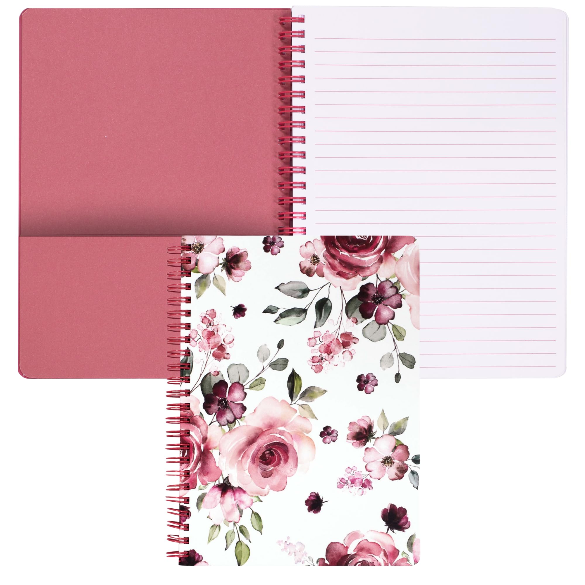 Steel Mill & Co Cute Pink Mini Spiral Notebook, 8.25" x 6.25" Journal with Durable Hardcover and 160 Lined Pages, Rose Floral — image 1