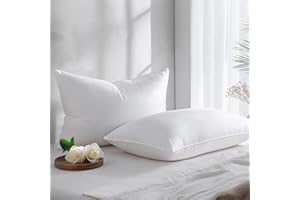 Alkyonos Hypoallergenic Bamboo Viscose Shell, Soft Standard/Queen Size Bed Pillows Set of 2 with Down Alternative Filling, Oeko-Tex Certified, Luxury Hotel Quality for Back, Stomach and Side Sleepers