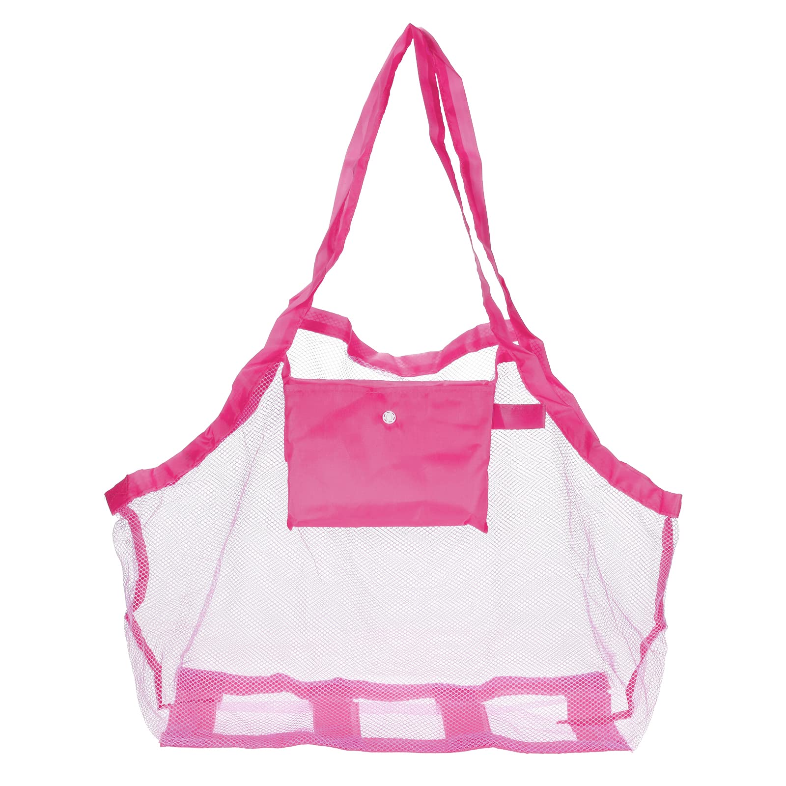 PATIKIL Mesh Beach Bag, Large Size Sand Backpack Sea Shell Tote Bags Collecting Pouch for Travel Sports, Rose Red
