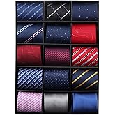 kaxilu Neckties for Mens 15pcs Assorted Zipper Ties for Men, Silky Zip Up Ties, Men's Adjustable Pretied Ties Set