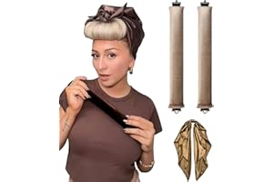 YOSHUYUKI Heatless Hair Curler Overnight Curls Blowout Rods Headband No Heat Curlers to Sleep in Large Rods Hair Rollers Blowout Look for Short Hair Styling Tools Silk Hair Wrap Curling Set Khaki