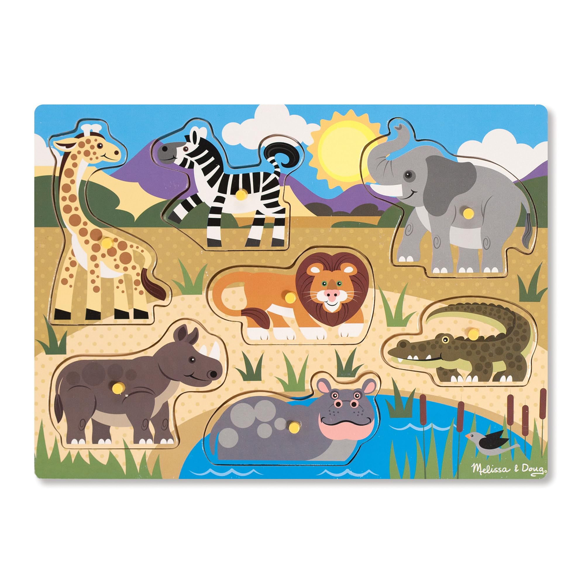 Melissa & Doug Wooden Toys - Safari Peg Puzzle for Children, Learning Toys for 2 Year Olds Toddler Puzzles Gifts, Kids Wooden Puzzles for 2 Year Olds, Jigsaws for Children Age 2-4 — image 1