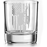 Deer Hunter American Flag - Old Fashioned Whiskey Rocks Bourbon Glass - 10 oz capacity