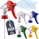 Leak-Free, Chemical Resistant Spray Head 5 Pk Industrial Spray Heads Only (No Bottles) for Auto/Car Detailing, Window Cleanin